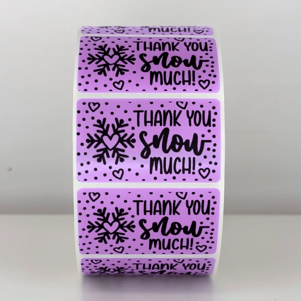 Thank You Snow Much Stickers | Winter Snowflake Labels | Holiday Packaging